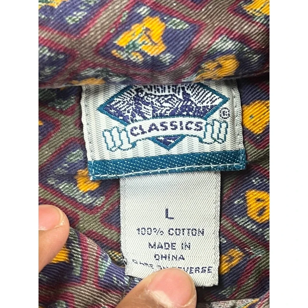 Vintage 90s Cambridge Classics Shirt Mens Large Multicolor Geometric Button Down - Picture 5 of 7